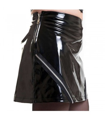 Women Gothic Skirt Black Vinyl Mini Zipper Skirt PVC Handmade